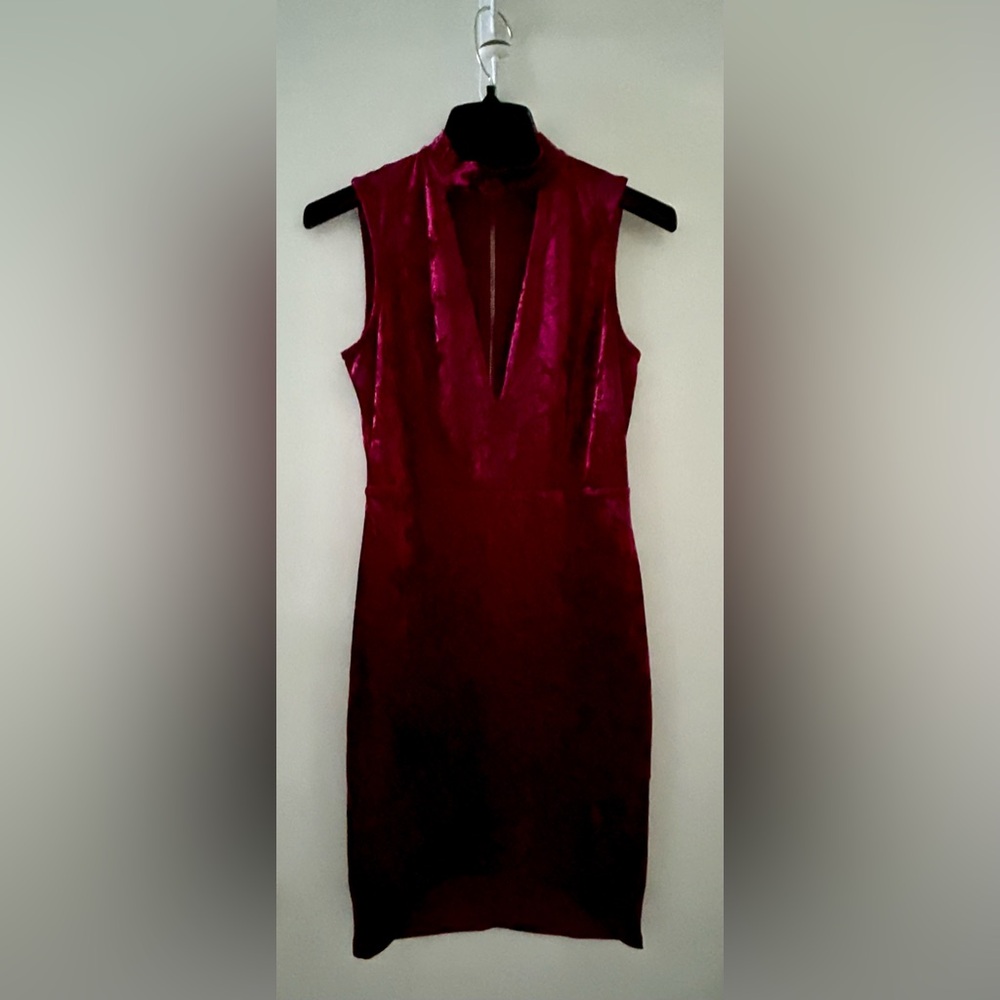 Crushed Velvet Like Dress by Charlotte Russe, Maroon color, Size Medium